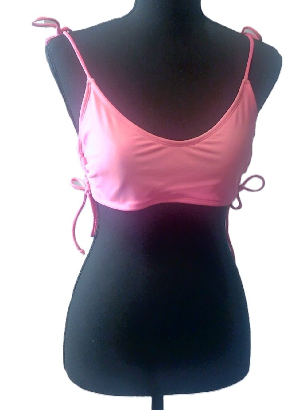 No Boundaries Pink Bikini Top Lace Up Sides Tie Straps Swimwear Size Large 11-13